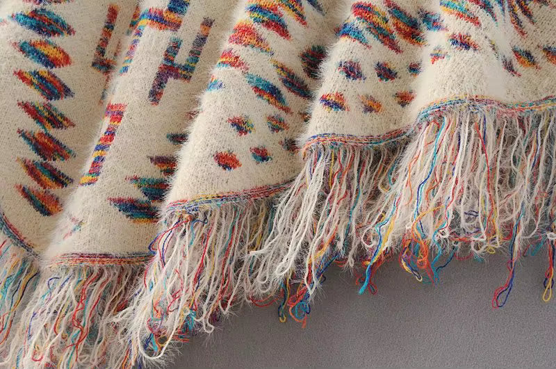 Poncho femme bohème maya