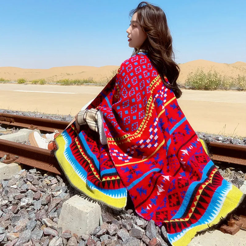 Poncho femme vintage bohème