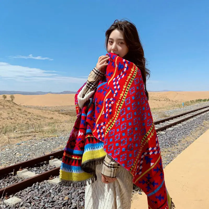 Poncho femme vintage bohème
