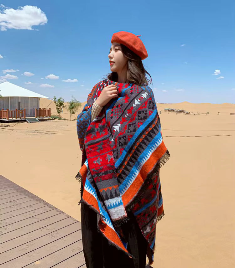 Poncho femme vintage bohème