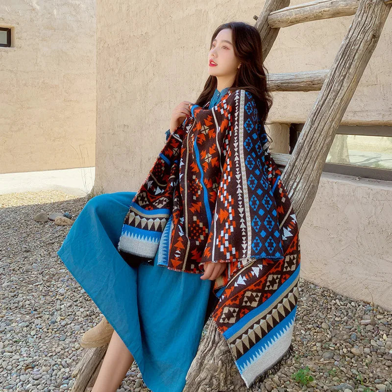Poncho femme vintage bohème