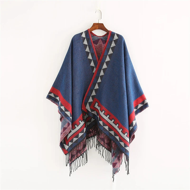 Poncho pour femme d'hiver style vintage péruvien