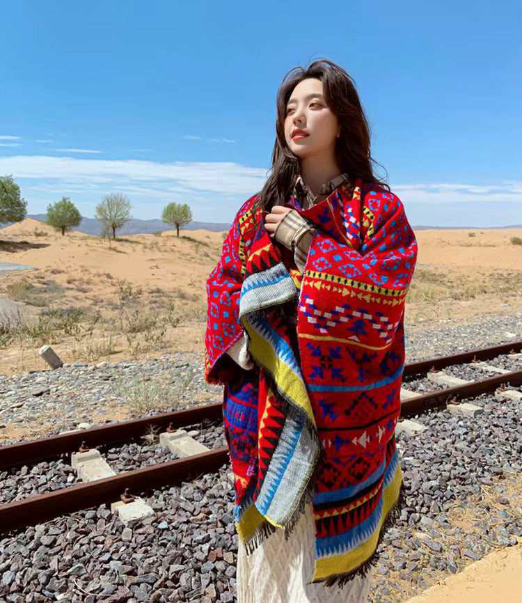 Poncho femme vintage bohème