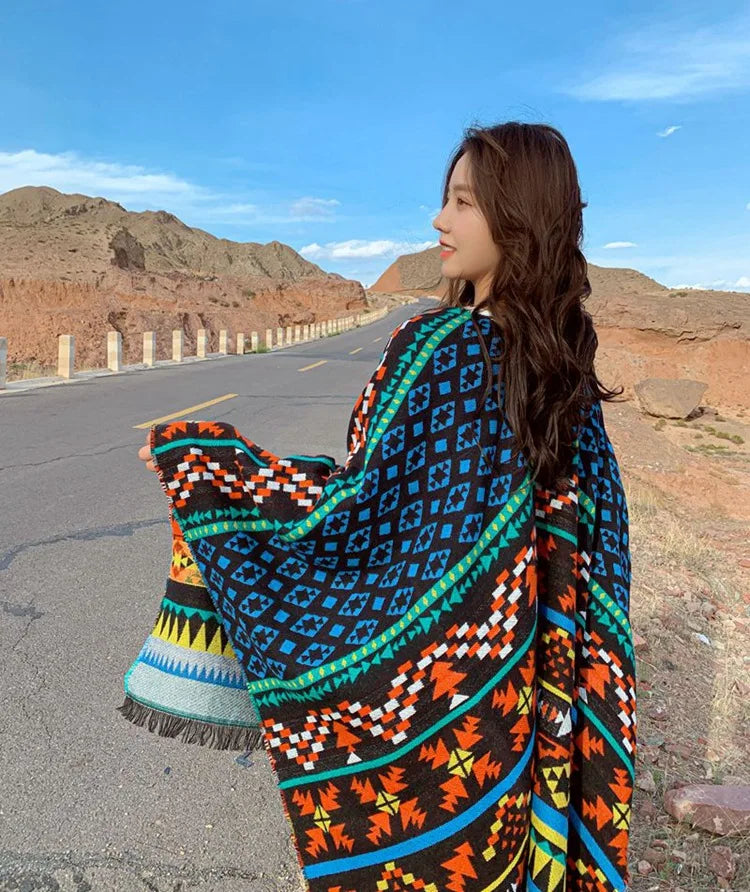 Poncho femme vintage bohème