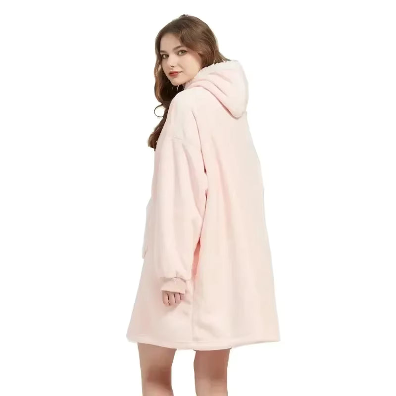Poncho polaire d'hiver chaud réversible pour femme et homme