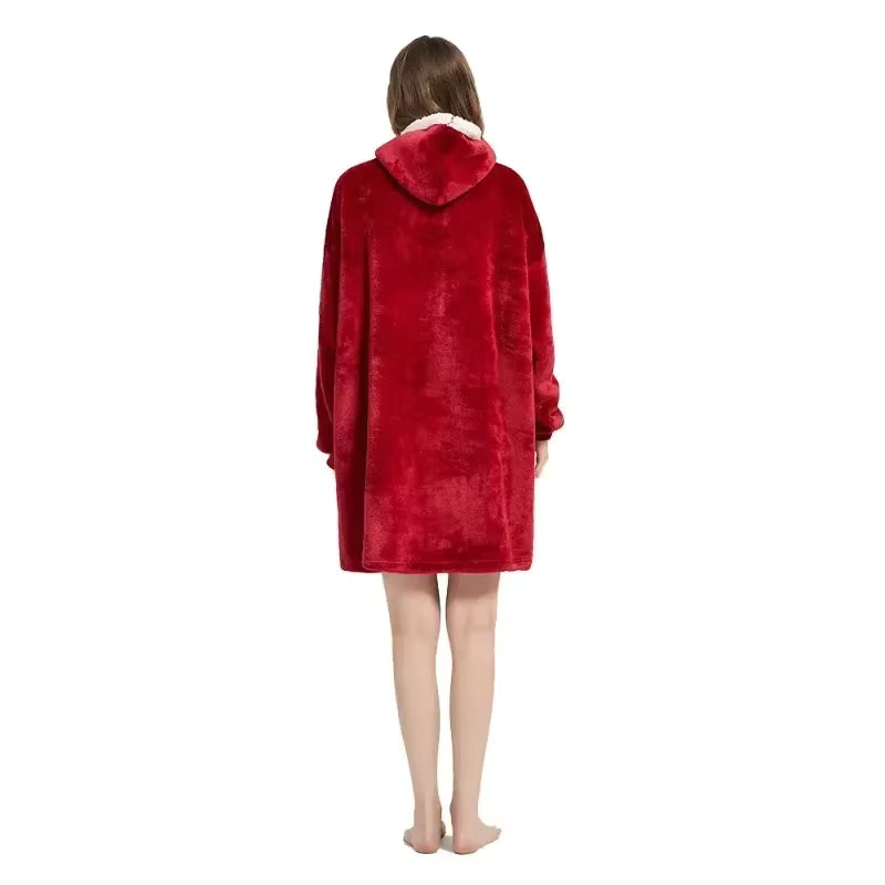 Poncho polaire d'hiver chaud réversible pour femme et homme