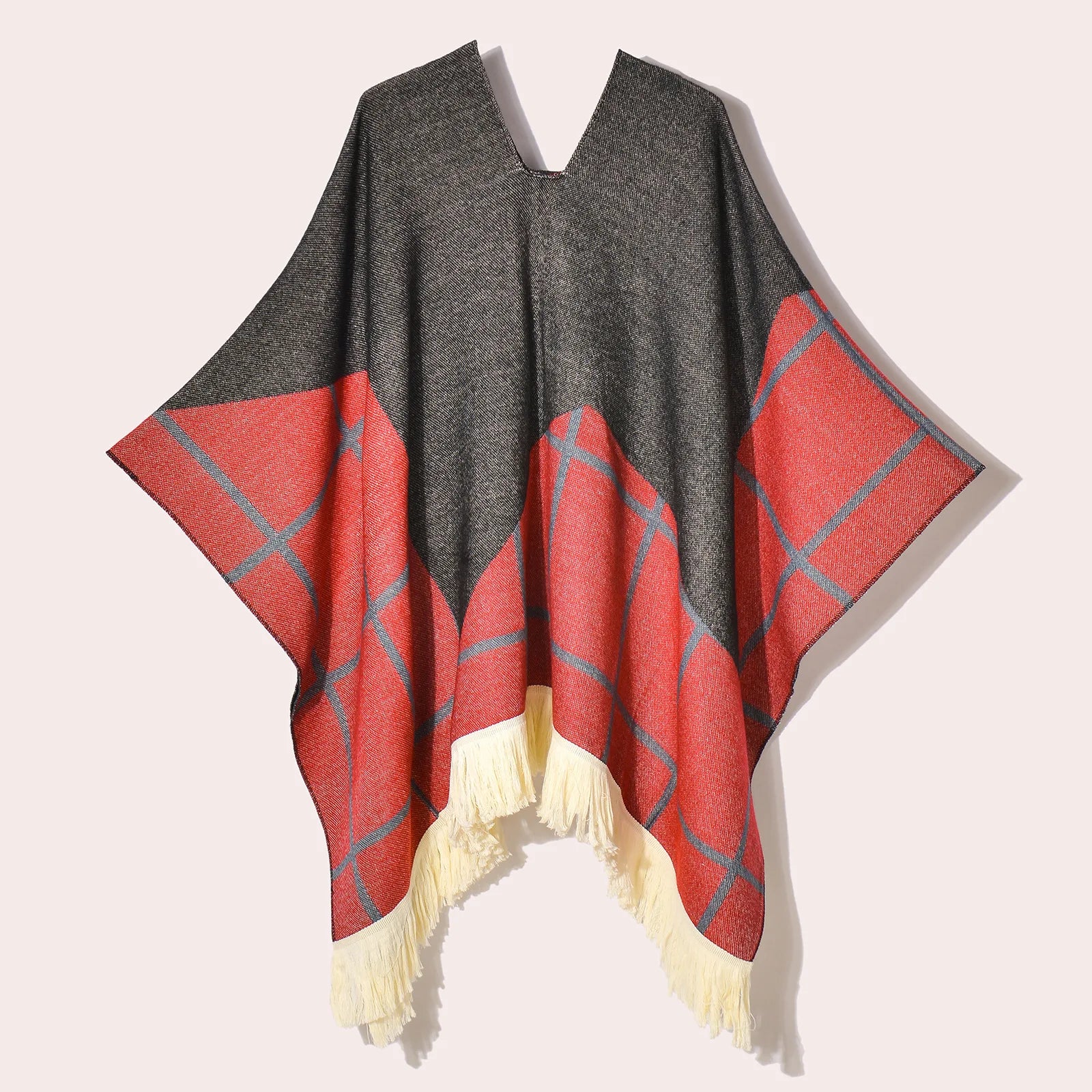 Poncho pour femme chaud style peruvien bi-ton
