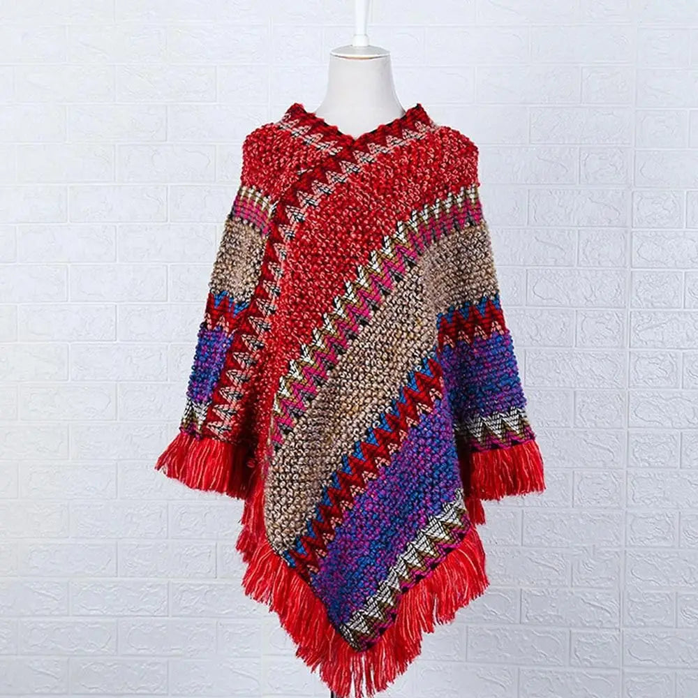 Poncho pour femme style tricot & boho
