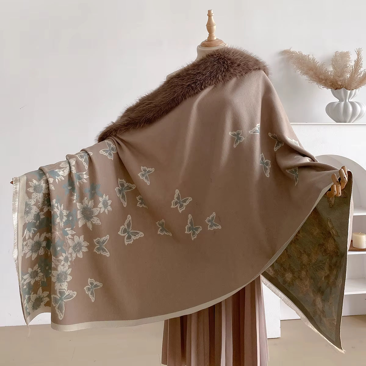 Poncho pour femme épais long chic
