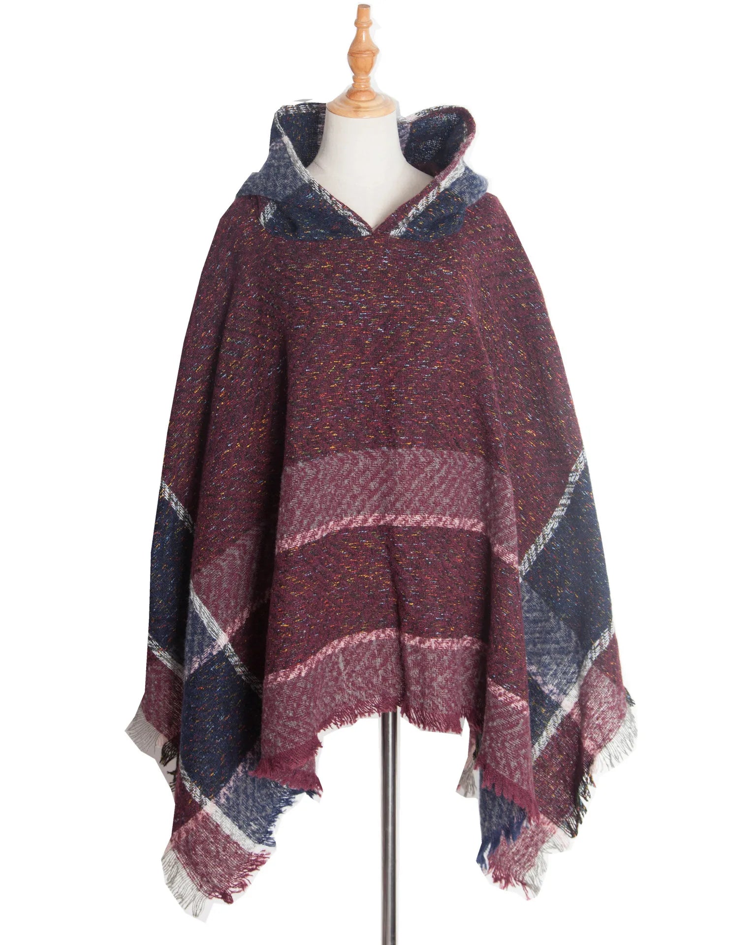 Poncho femme hiver à capuche