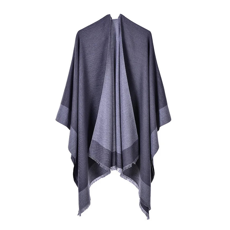 Poncho femme d'hiver bi-ton