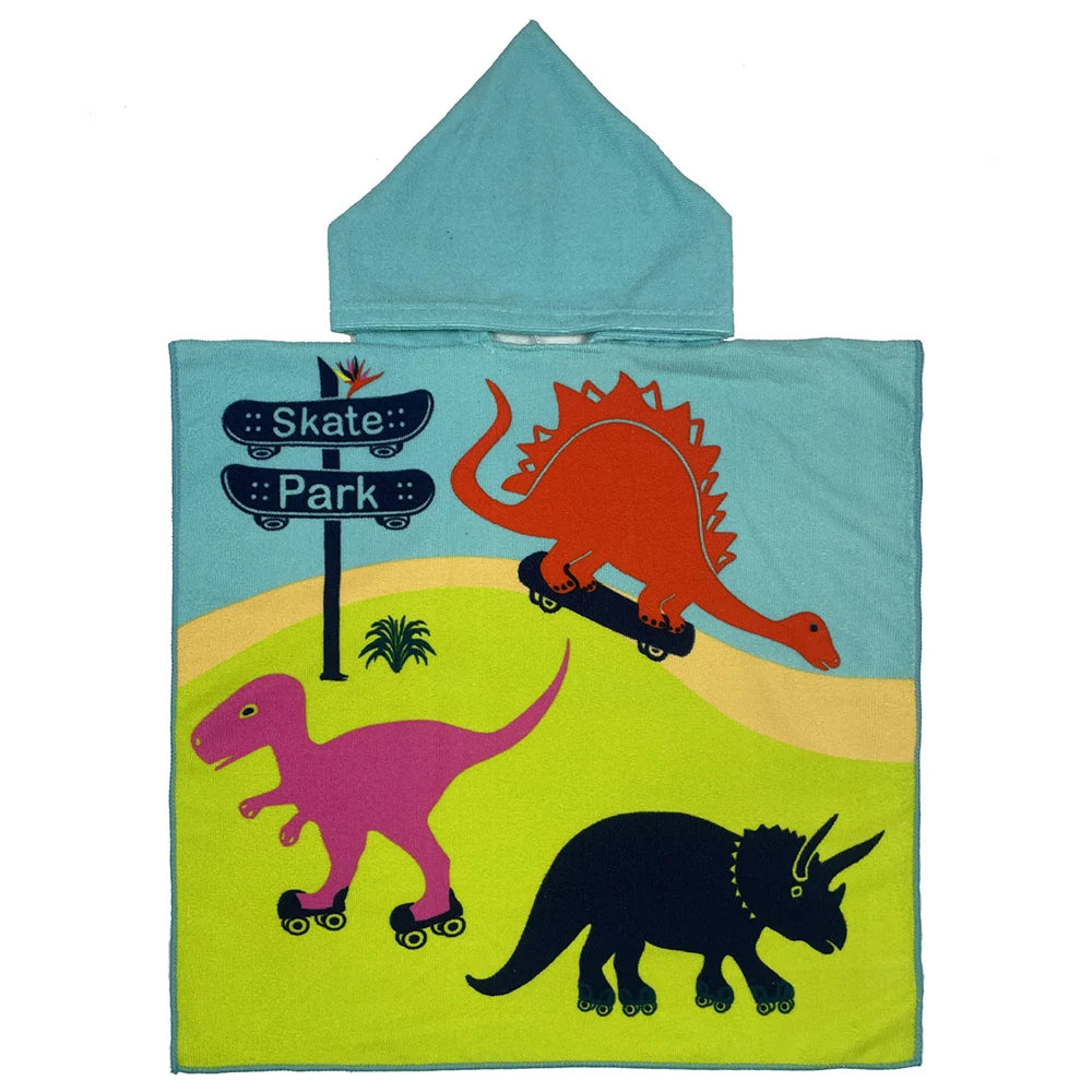 Poncho serviette cartoon de piscine pour enfant