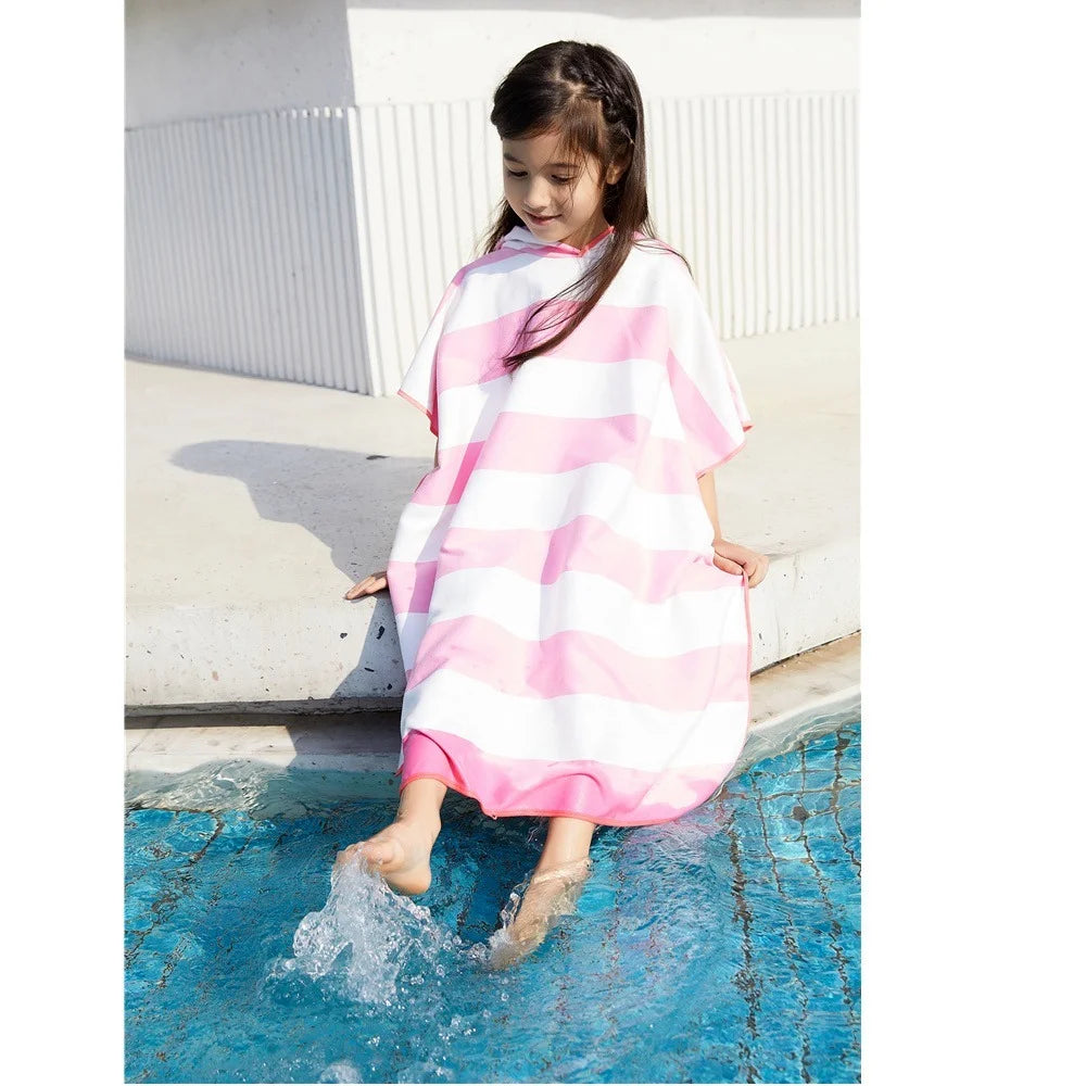 Poncho de surf rayé pour enfant