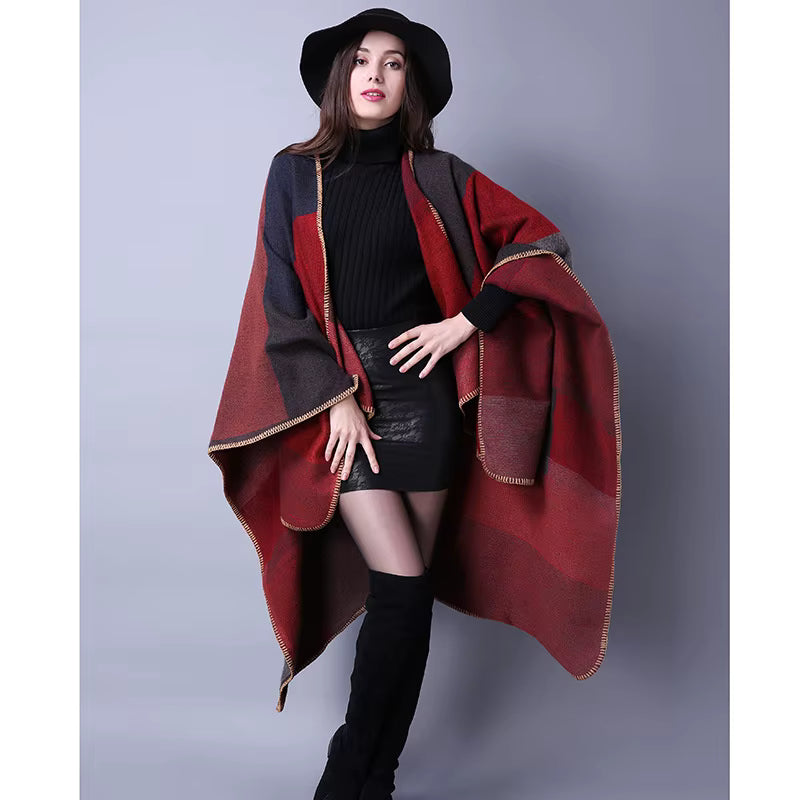 Poncho femme d'hiver multicolore