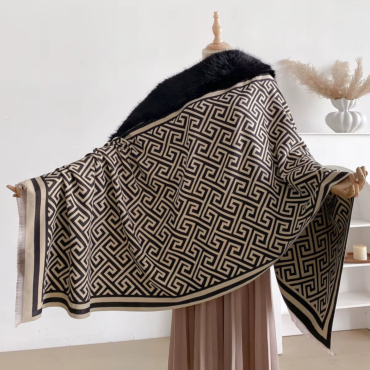 Poncho pour femme épais long chic