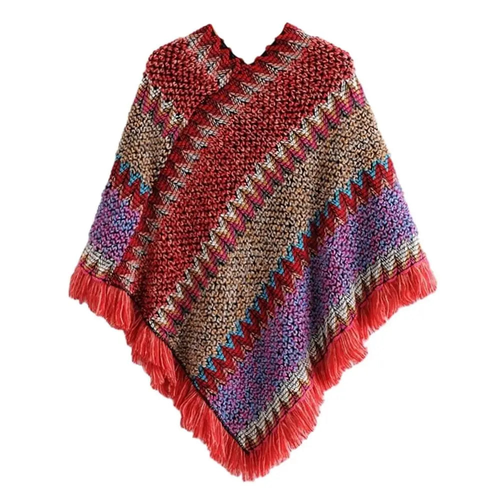 Poncho pour femme style tricot & boho