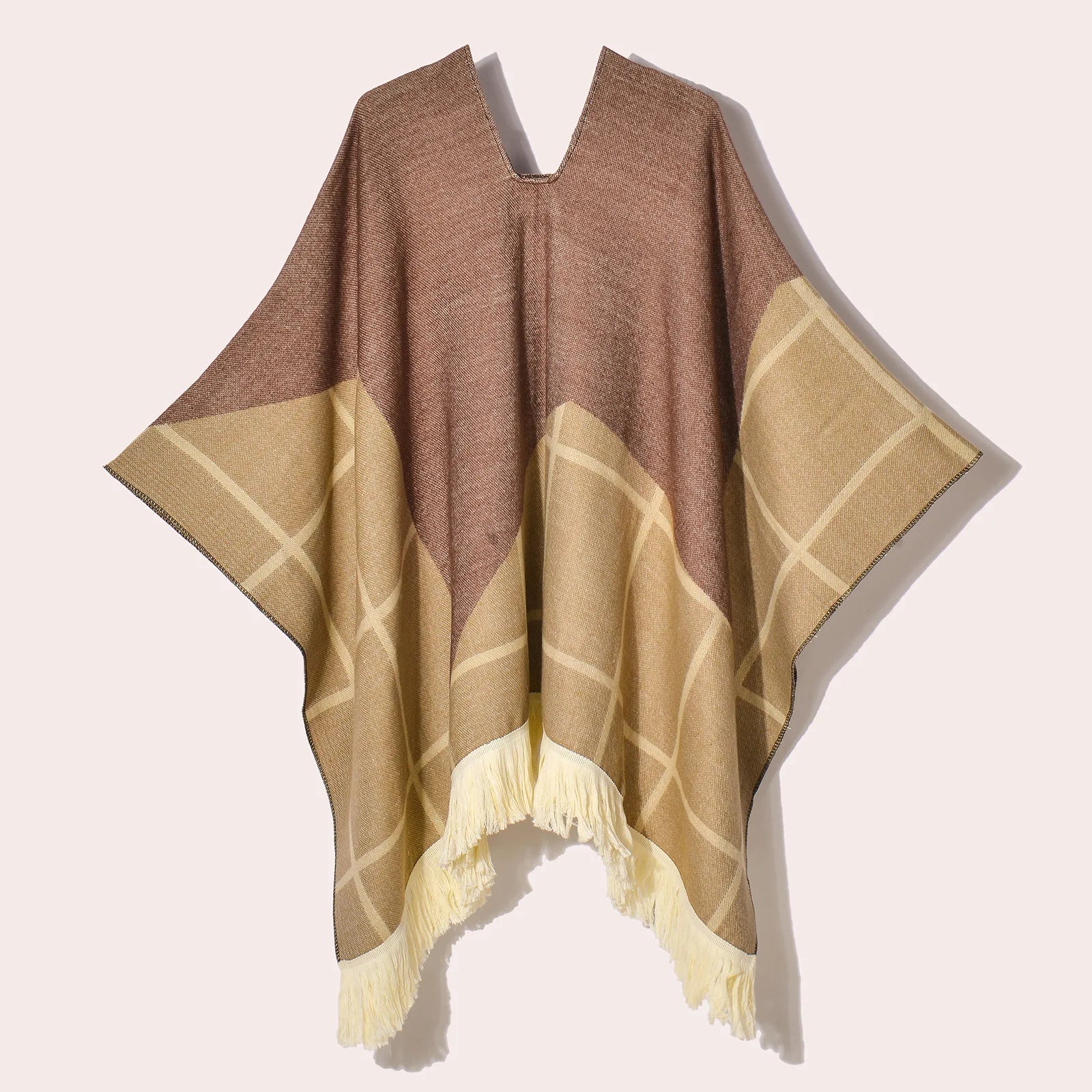 Poncho pour femme chaud style peruvien bi-ton