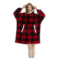 Poncho polaire chaud réversible pour femme et homme à carreaux