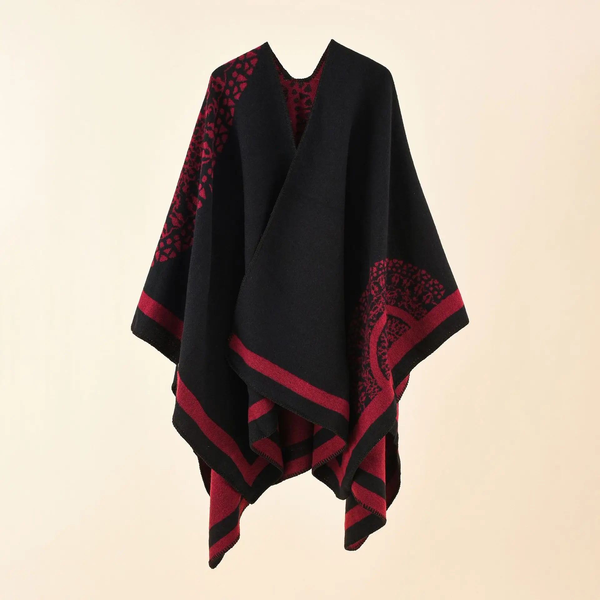 Poncho pour femme d'hiver à motif