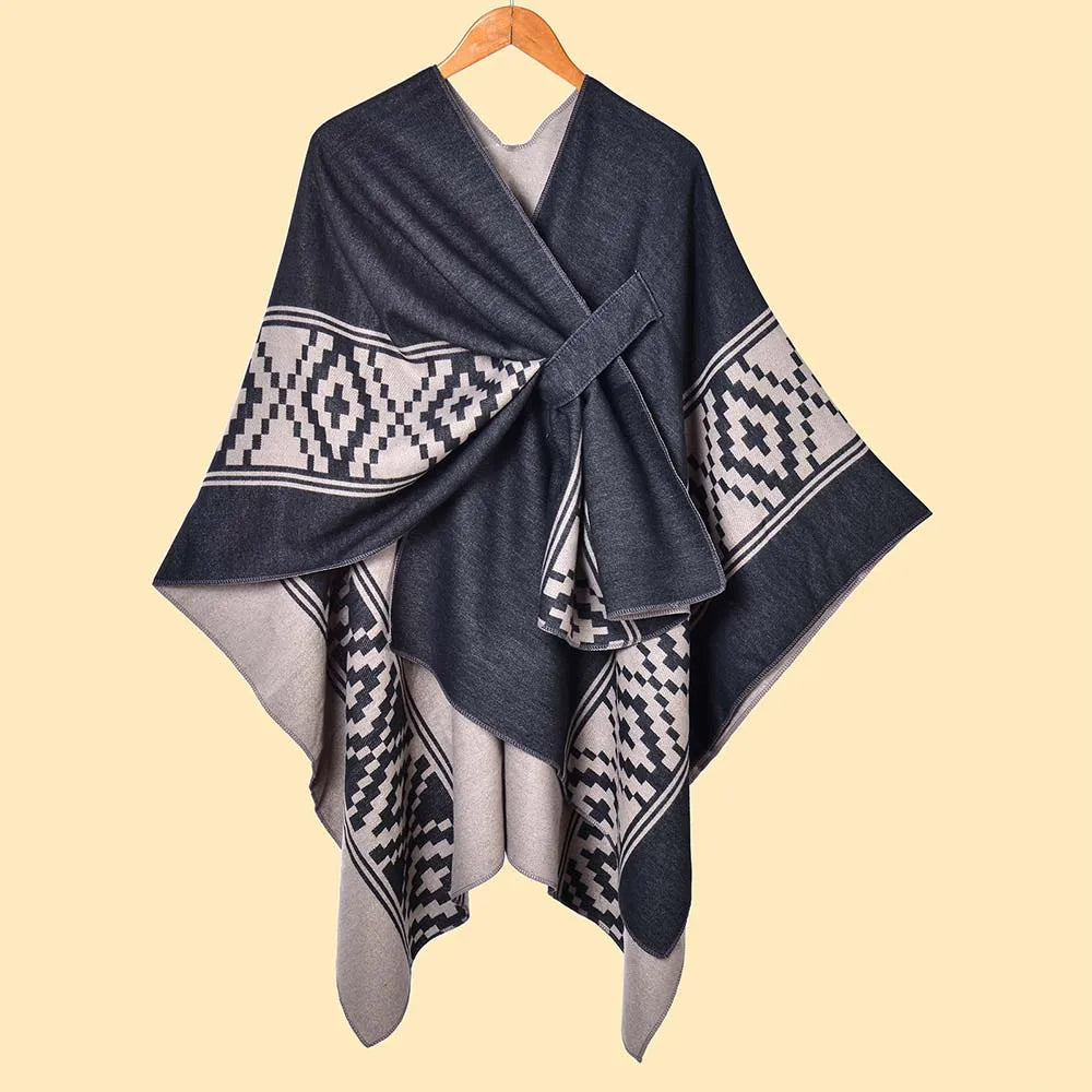Poncho femme Bohème Long en coton et polyester