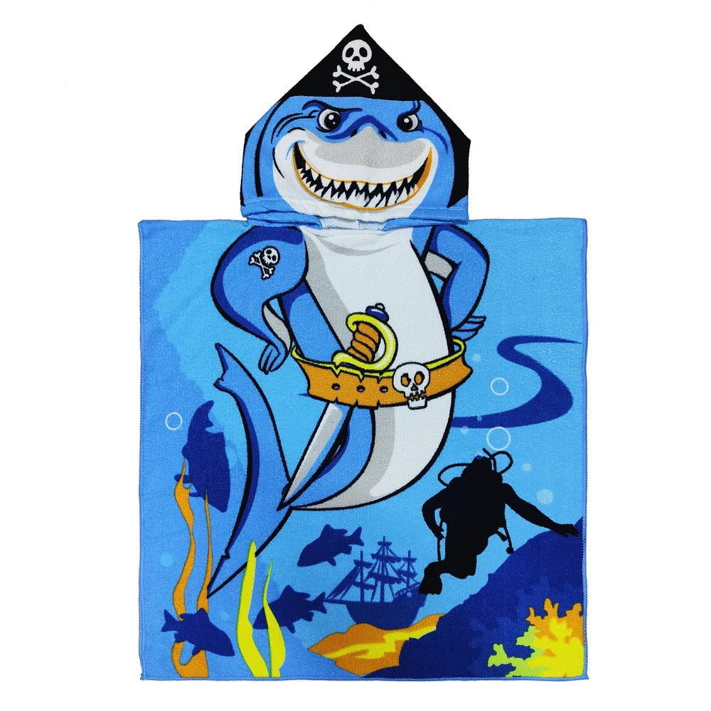 Poncho serviette cartoon de plage pour enfant déguisement