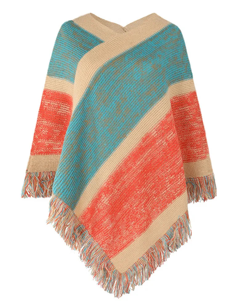 Poncho femme arc-en-ciel boho