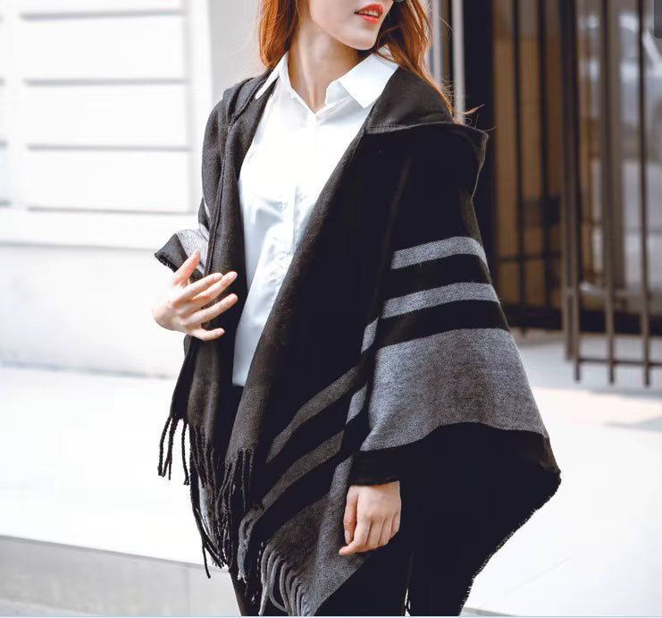 Poncho pour femme avec capuche boho