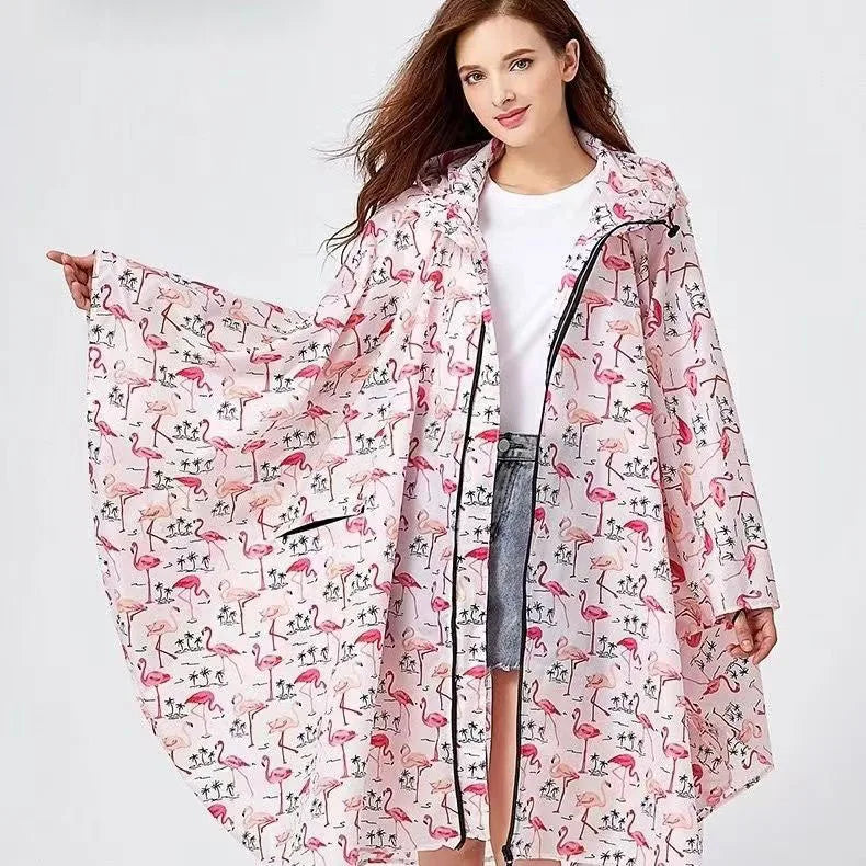 Poncho pluie femme flamant rose