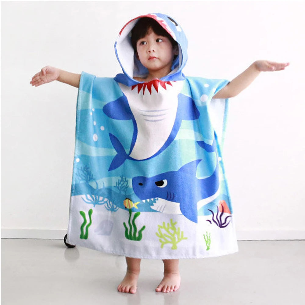 Poncho serviette cartoon de plage pour enfant déguisement