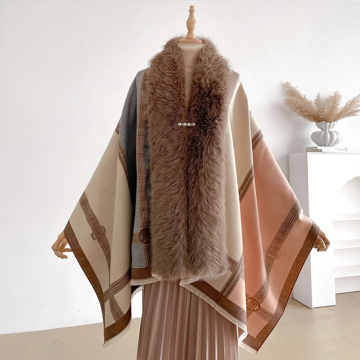 Poncho pour femme épais long chic