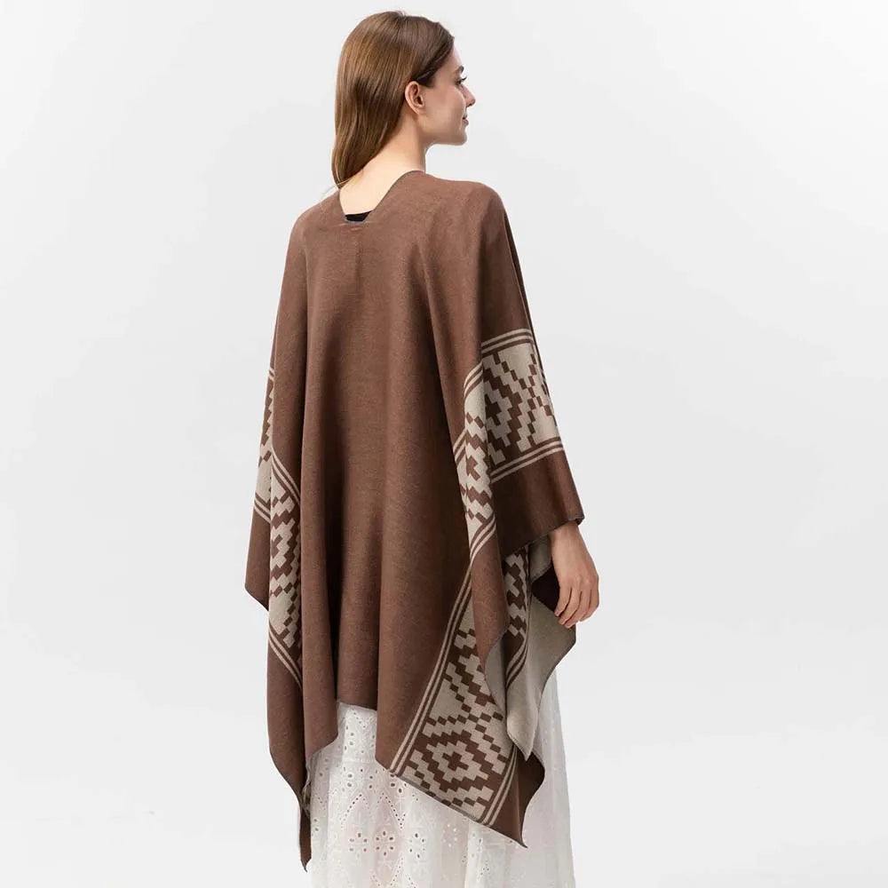 Poncho femme Bohème Long en coton et polyester