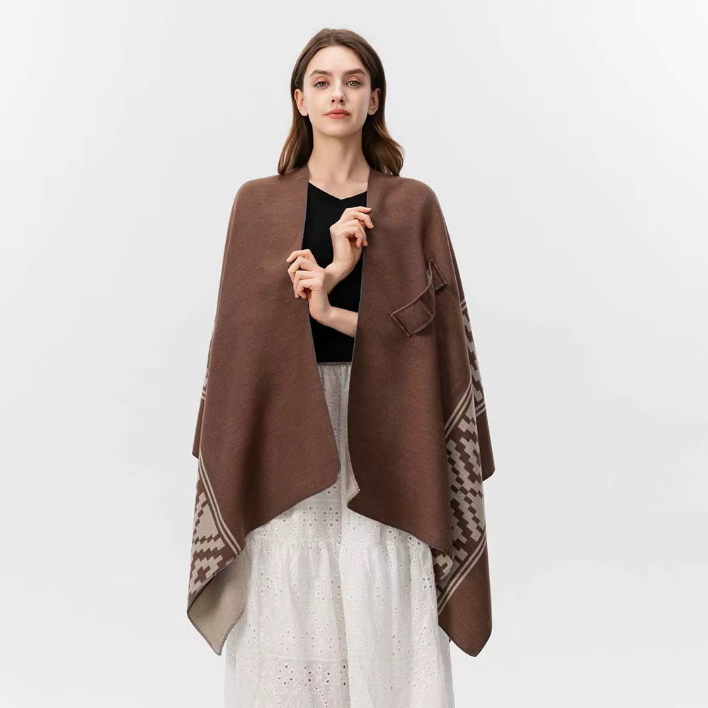 Poncho femme Bohème Long en coton et polyester