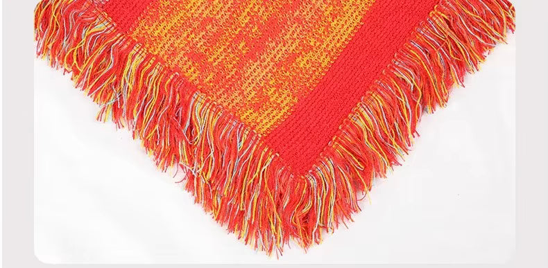 Poncho femme arc-en-ciel boho