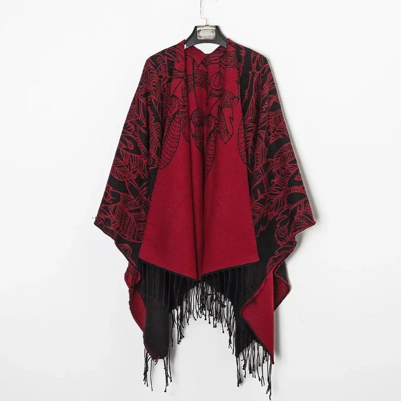 Poncho homme boho à capuche