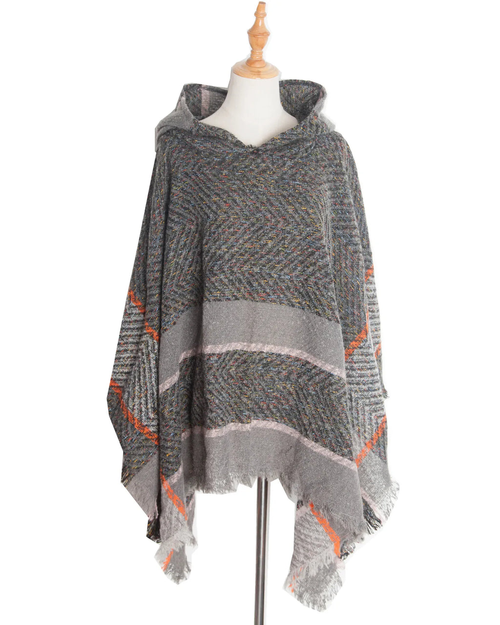 Poncho femme hiver à capuche