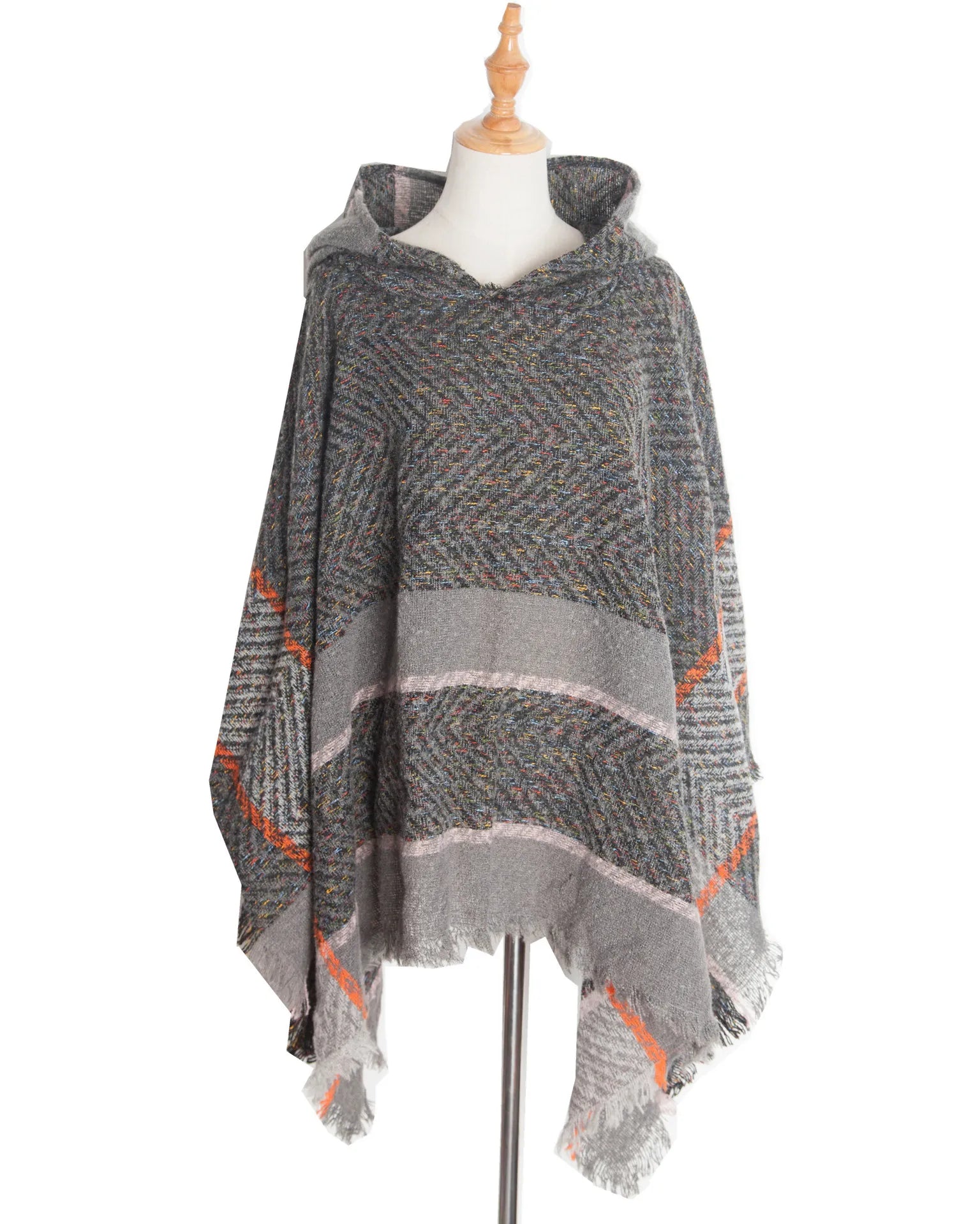 Poncho femme hiver à capuche