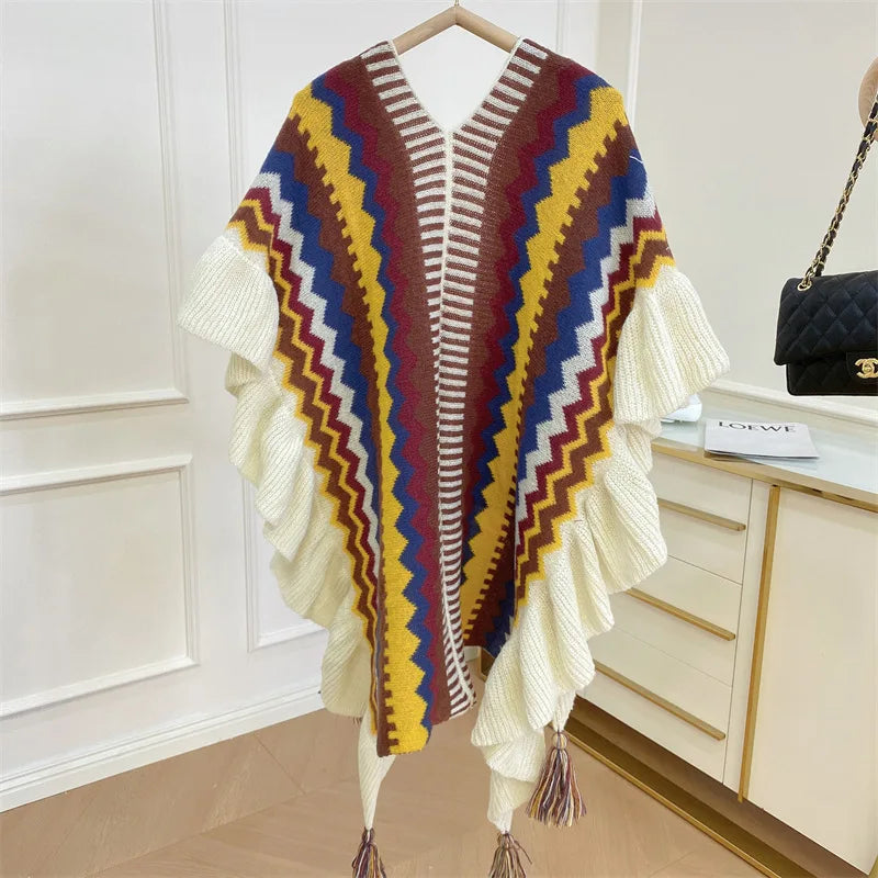 Poncho pour femme bohème old style tradi