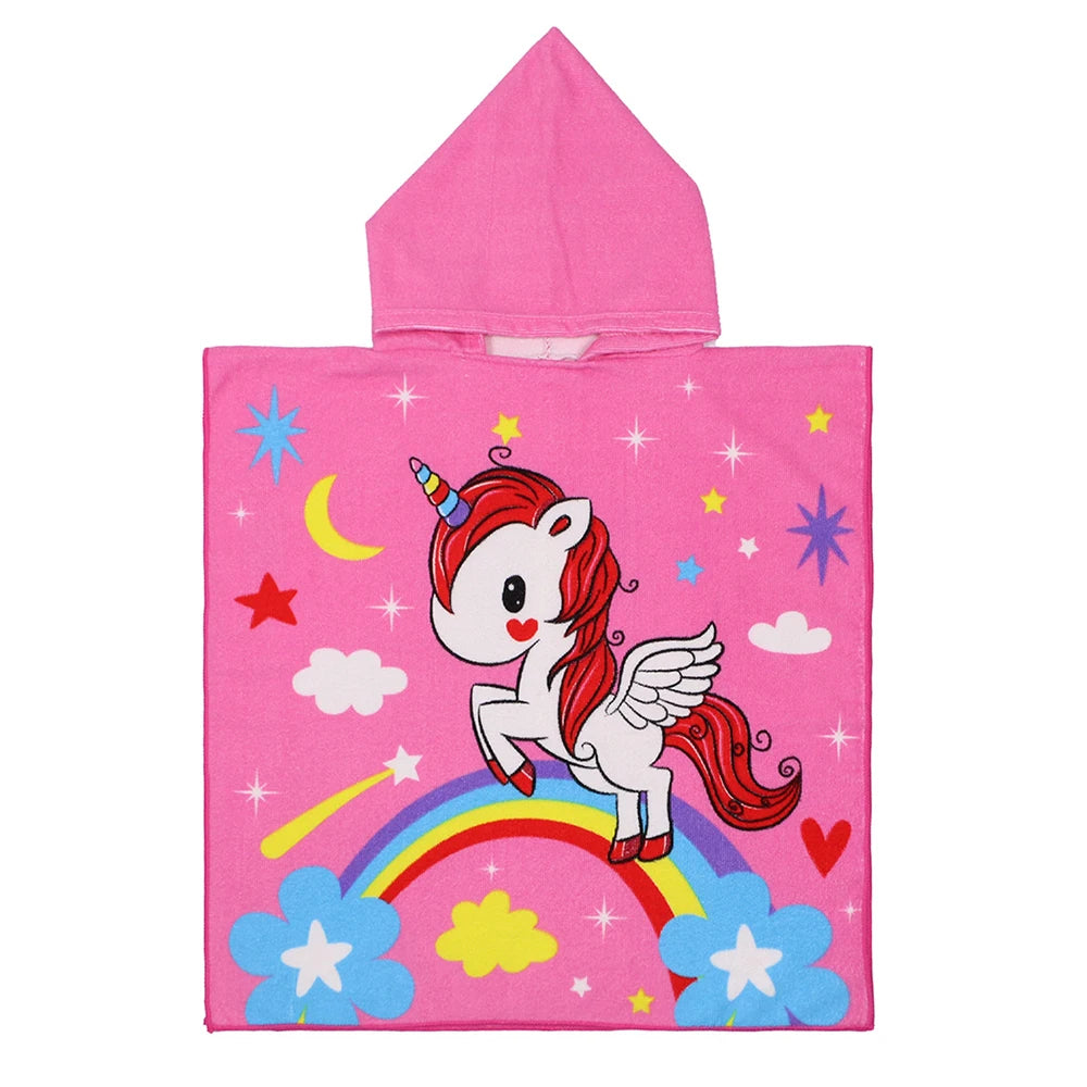 Poncho serviette cartoon de piscine pour enfant