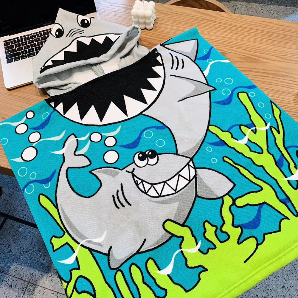Poncho serviette cartoon de plage pour enfant