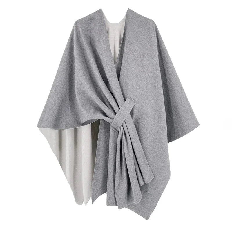 Poncho pour femme style luxueux réversible