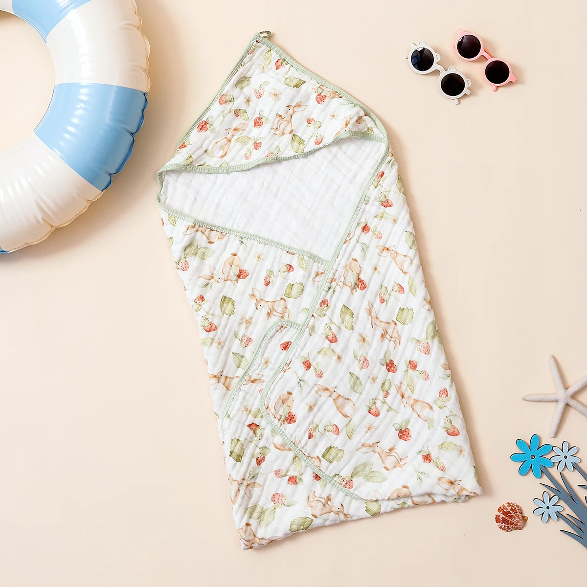 Poncho serviette de bain 100% coton pour bébé design animaux mignons