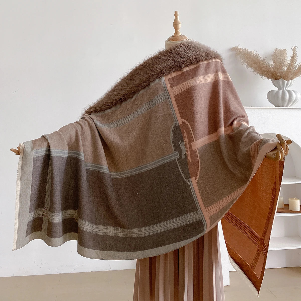 Poncho pour femme épais long chic
