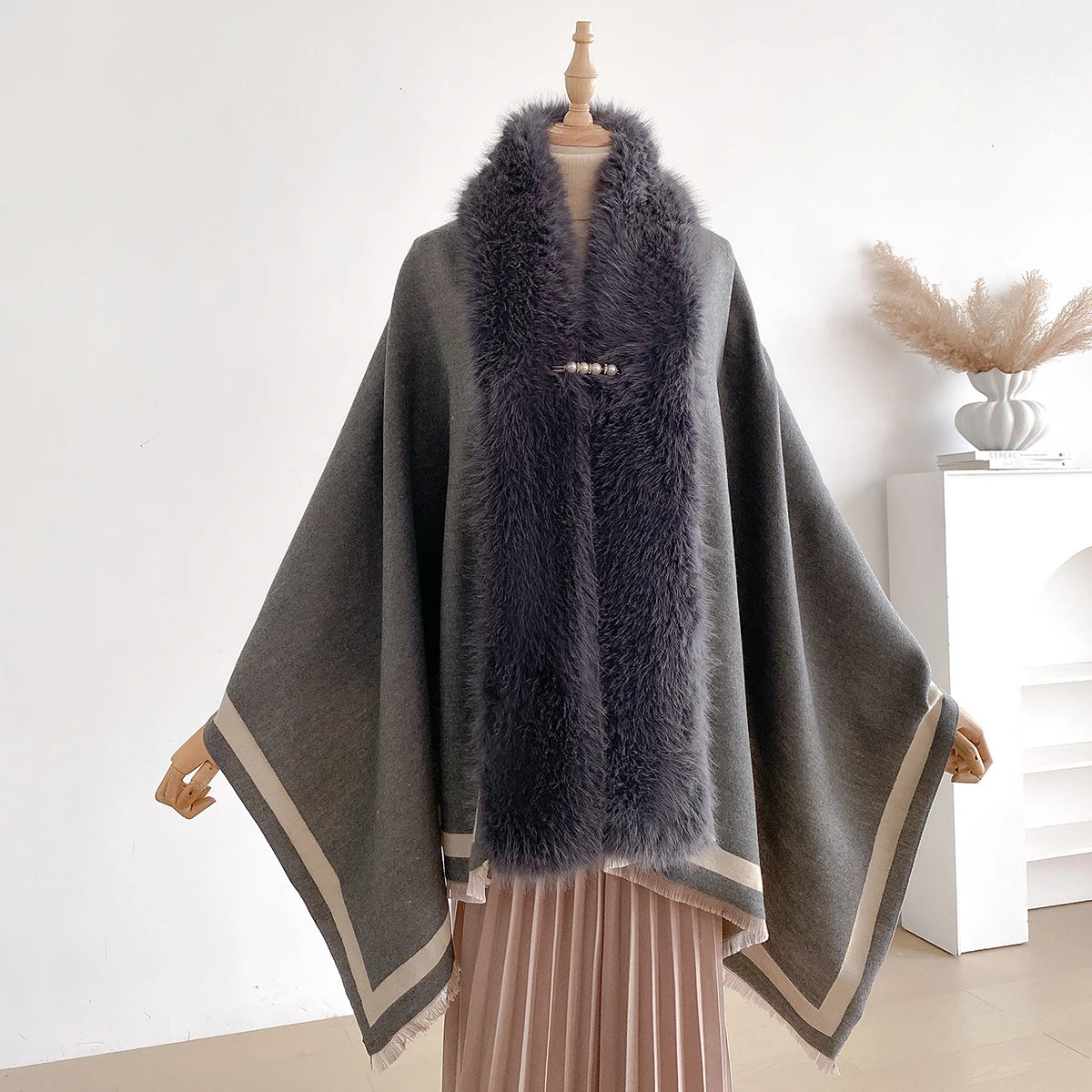 Poncho pour femme épais long chic