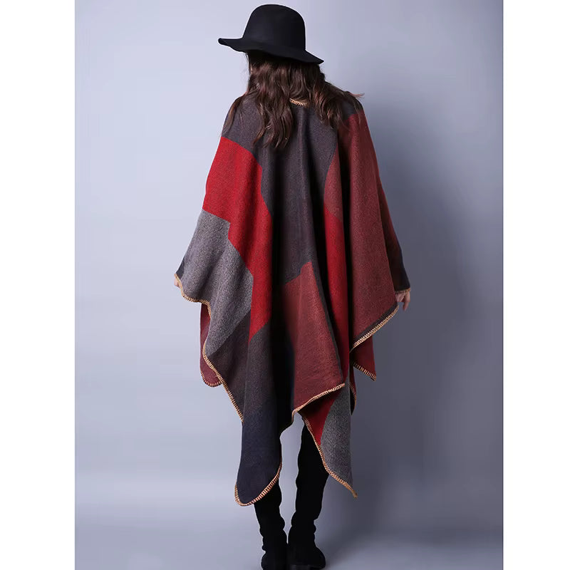 Poncho femme d'hiver multicolore