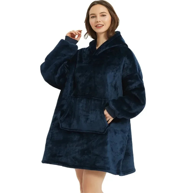 Poncho polaire chaud en microfibre pour femme et homme simple