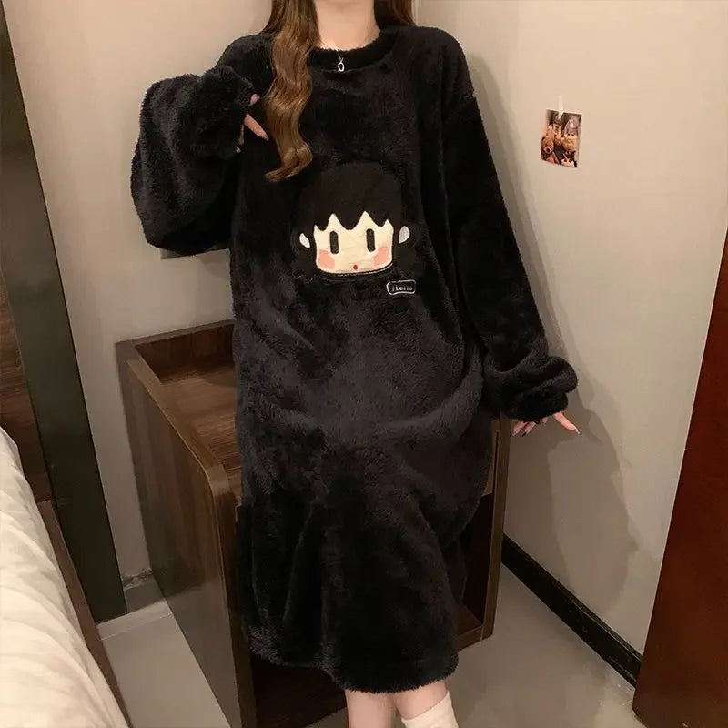 Poncho polaire noir super mignon pour femme