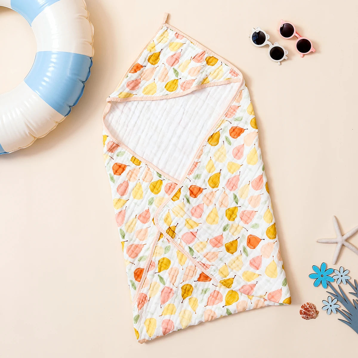 Poncho serviette de bain 100% coton pour bébé design animaux mignons