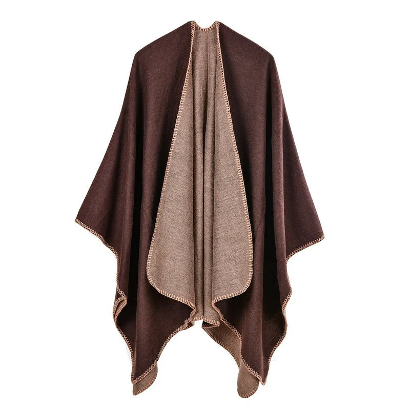 Poncho femme d'hiver uni
