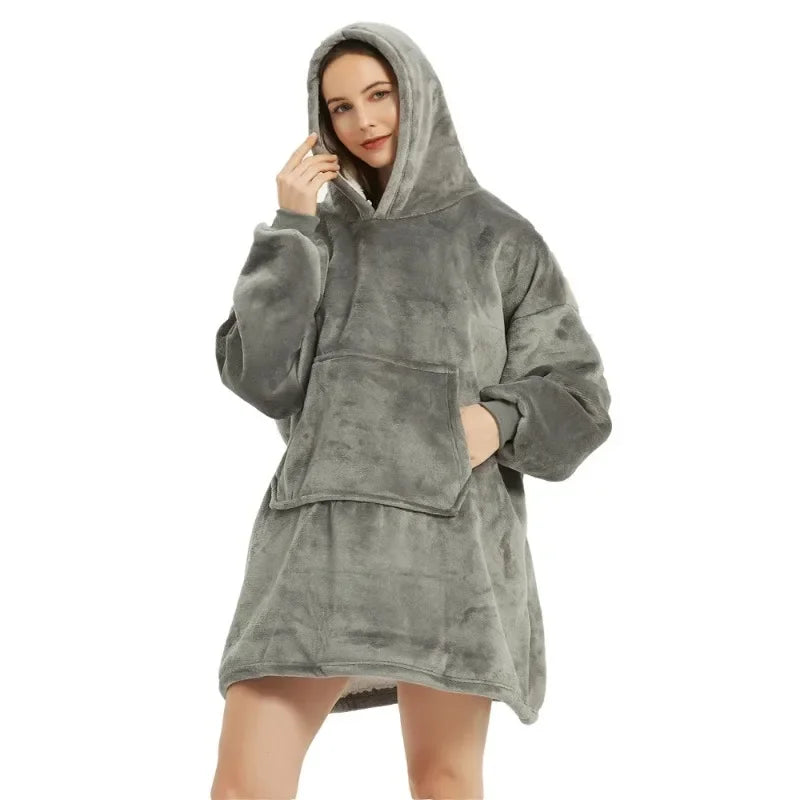 Poncho polaire chaud en microfibre pour femme et homme simple