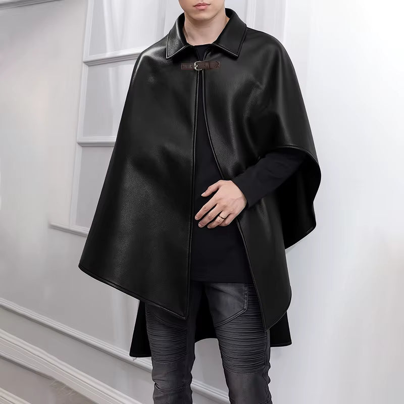 Poncho homme simili-cuir